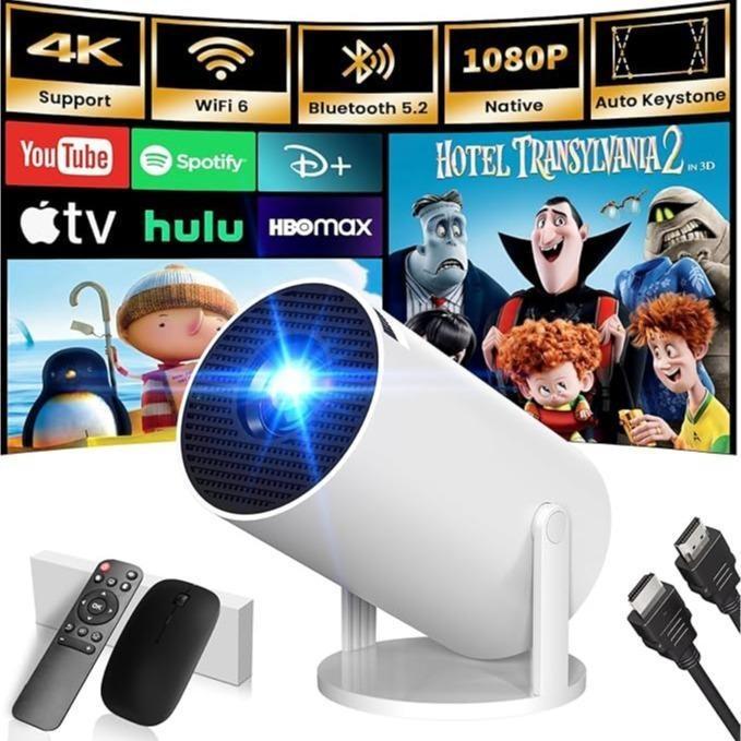 Portable projector supporting WiFi 6, Bluetooth and Android 11 - native 720P and 1080P support | HY300 Smart Edition