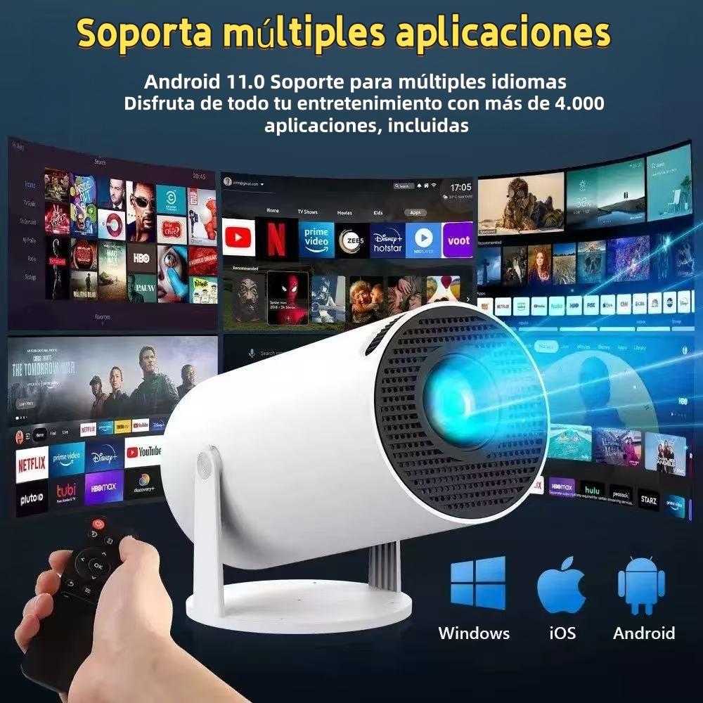 Portable projector supporting WiFi 6, Bluetooth and Android 11 - native 720P and 1080P support | HY300 Smart Edition