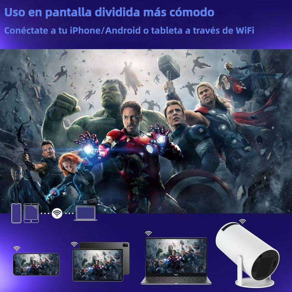 Portable projector supporting WiFi 6, Bluetooth and Android 11 - native 720P and 1080P support | HY300 Smart Edition