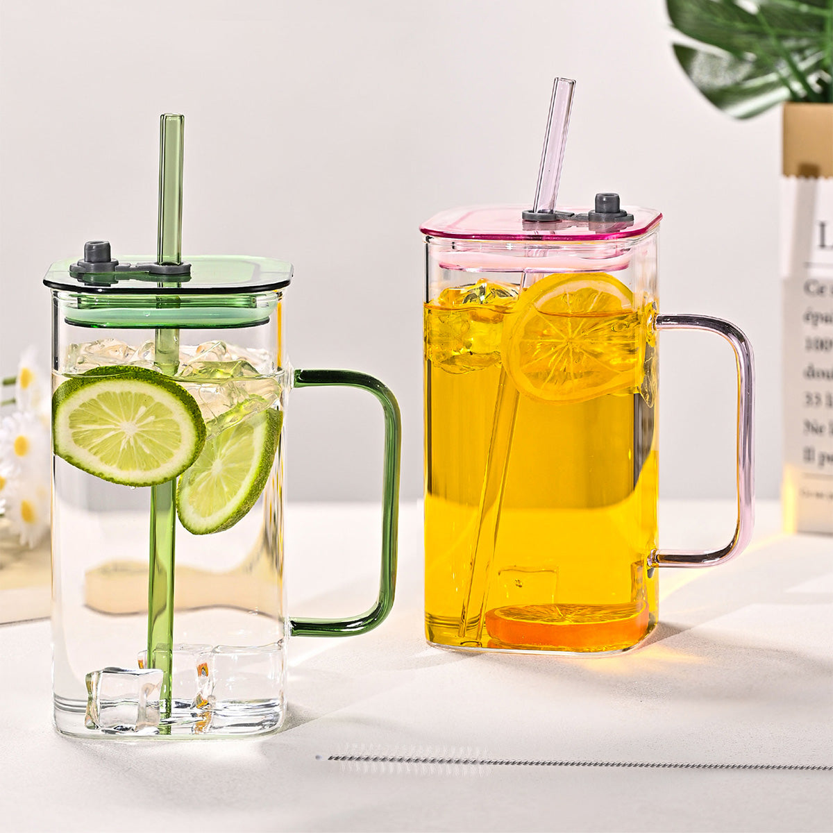 Large square straw cup