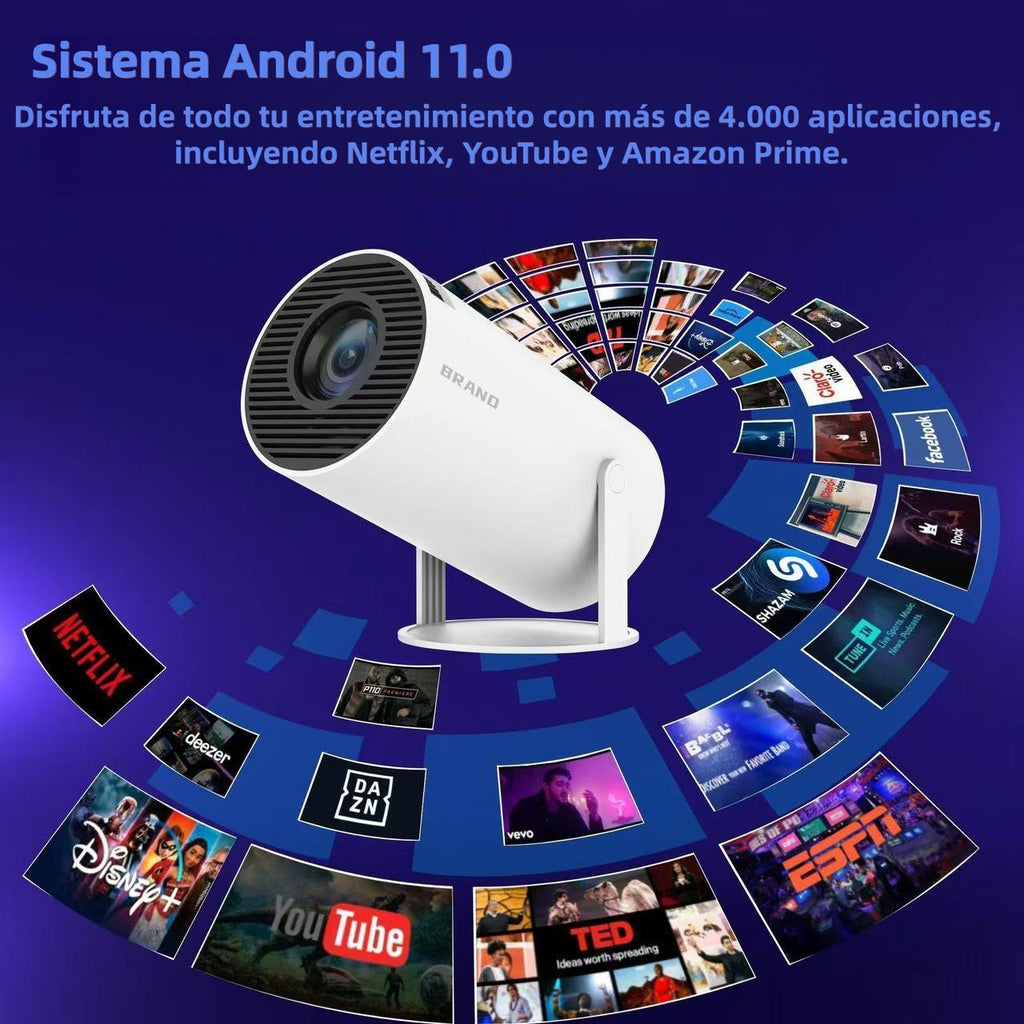 Portable projector supporting WiFi 6, Bluetooth and Android 11 - native 720P and 1080P support | HY300 Smart Edition