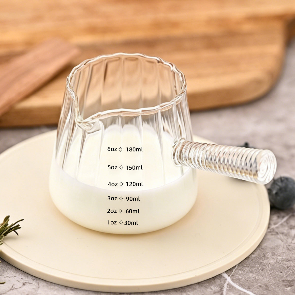 Glass milk pitcher